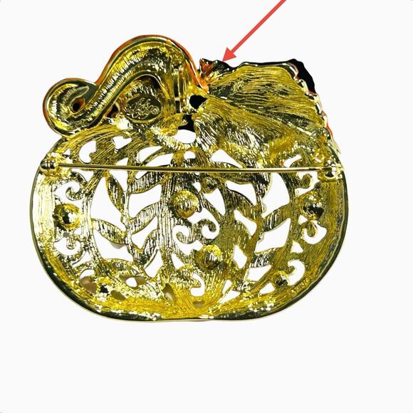 Kirks Folly Harvest Pumpkin Brooch Pin NO Enhancer Gold Tone Autumn Fall - Picture 3 of 9